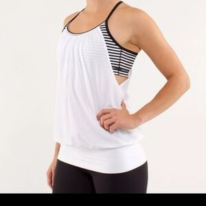 Lululemon No Limits Tank Top With In Built striped Bra. Measurements in pictures
